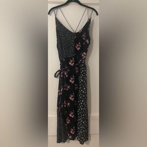 Topshop mixed print dress with slit and tie waist - women’s US 12